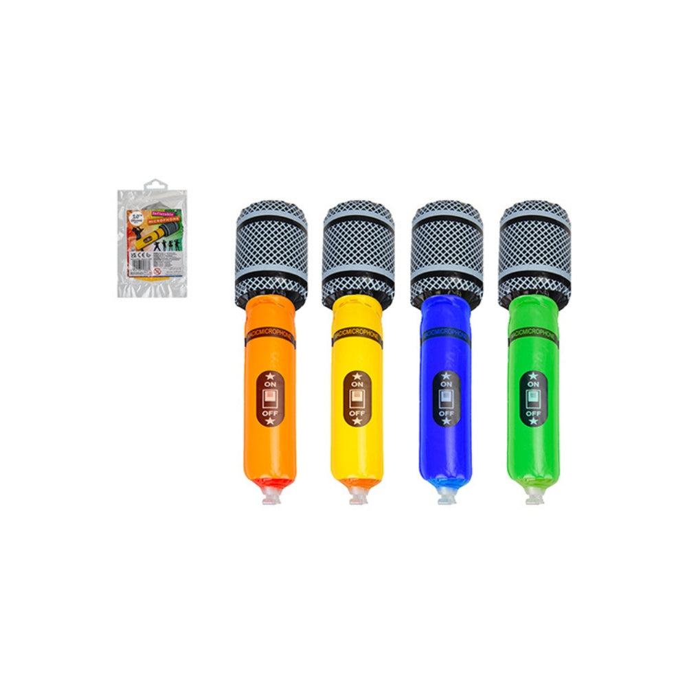 Microphone Inflatable 25cm - Orange, Yellow, Blue, Green.