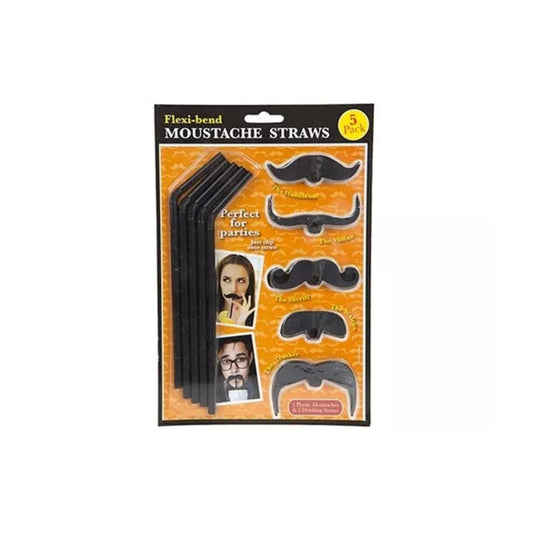 Party Moustache Flexi Straws Fun & Quirky Drinking Straws for Parties